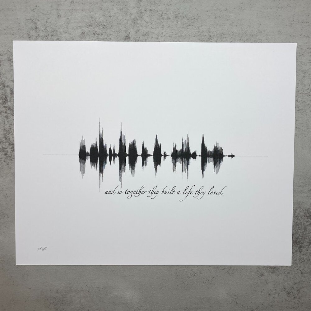 NEW And So Together Soundwave Wall Art Print 8x10in Black White Minimalist